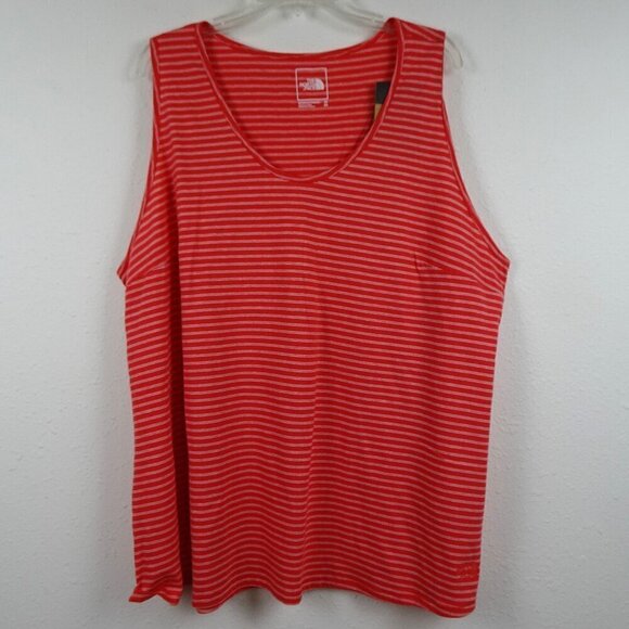 The North Face Tank Top Women's Plus Size 3X Orange Stripe Slim Fit - Picture 1 of 11